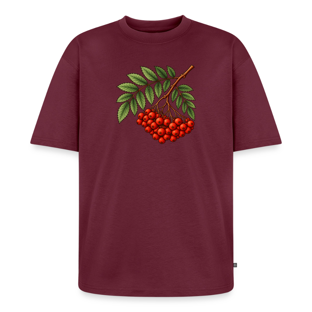 Eberesche Premium Oversized Bio T-Shirt - Burgunderrot