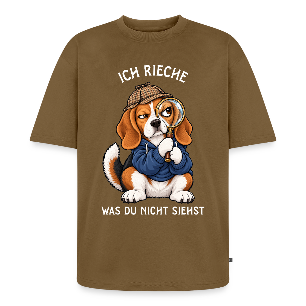 Beagle T-Shirt in Nussbraun – lustiger Cartoon-Hund mit Spruch „Ich rieche“ | Geschenk für Hundeliebhaber von Pfotenart