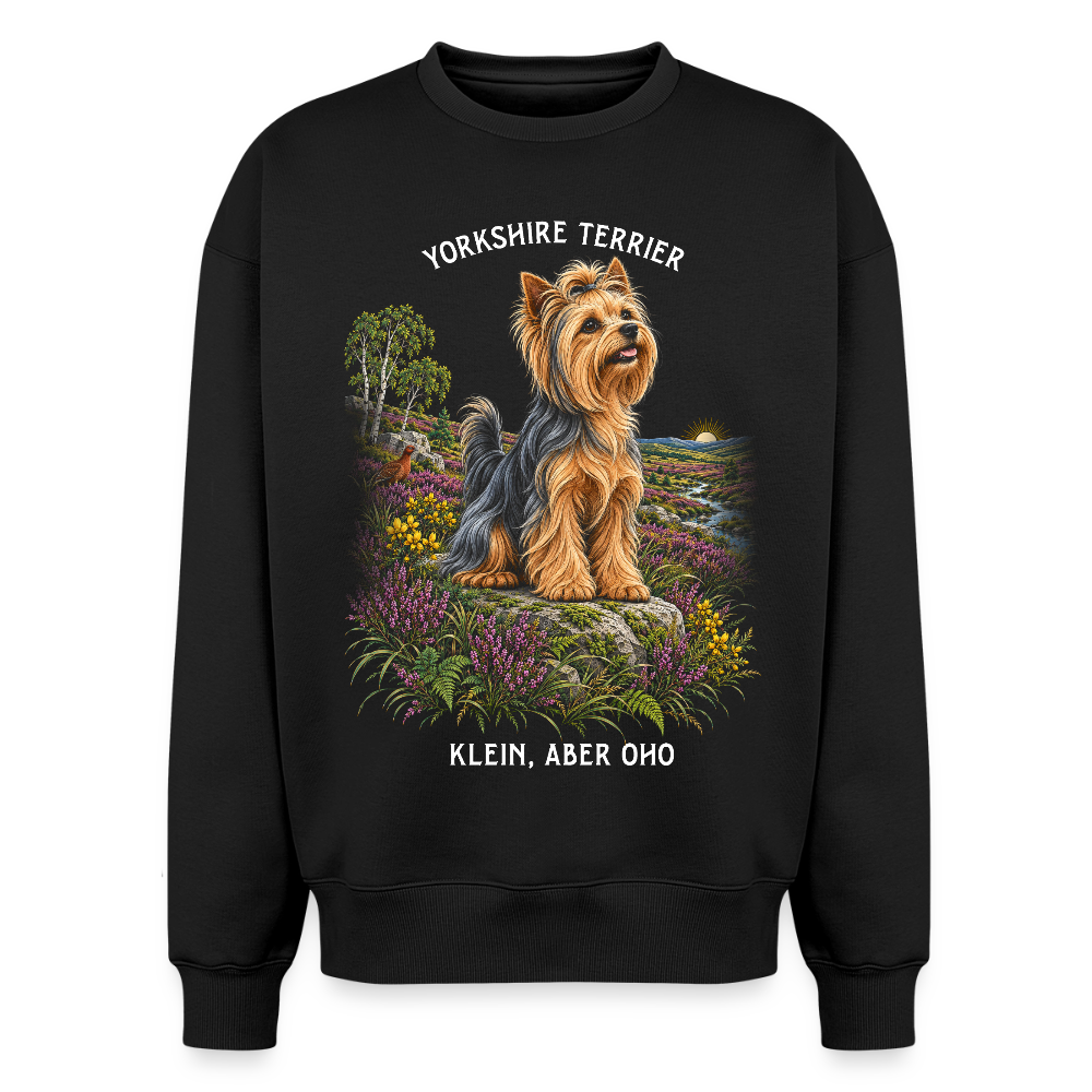Yorkshire Terrier Sweater in Schwarz – handgezeichnetes Yorkshire Terrier-Motiv | Geschenk für Hundeliebhaber von Pfotenart