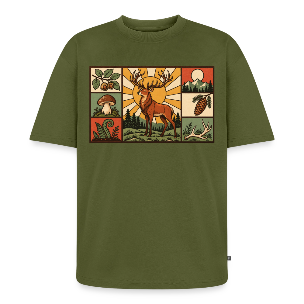 Wald Hirsch Premium Oversized Bio T-Shirt - Khaki