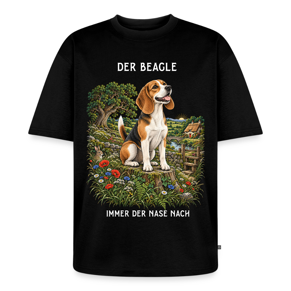 Beagle T-Shirt in Schwarz – handgezeichnetes Beagle-Motiv | Geschenk für Hundeliebhaber von Pfotenart