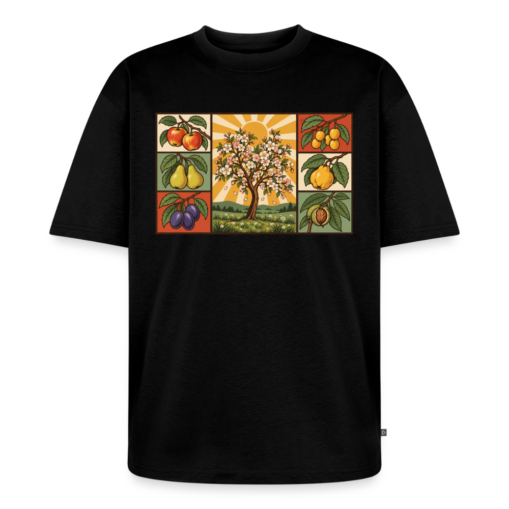 Obstbäume der Natur Premium Oversized Bio T-Shirt - Schwarz