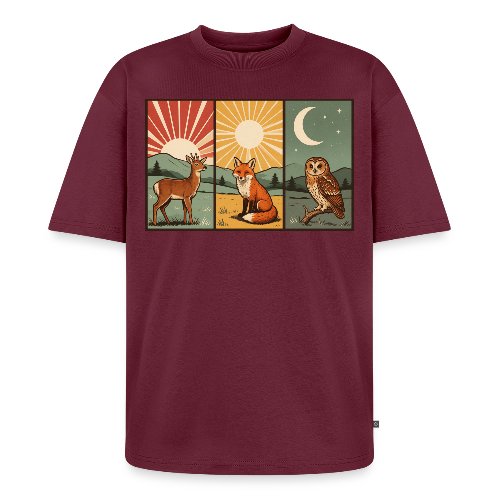 Ein Tag der Natur Premium Oversized Bio T-Shirt - Burgunderrot