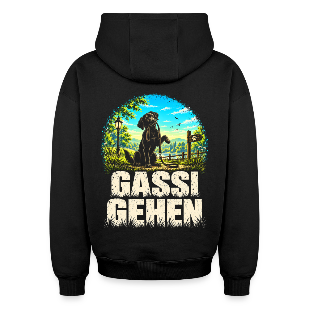 Gassie gehen  Oversized Heavyweight Hoodie - Schwarz