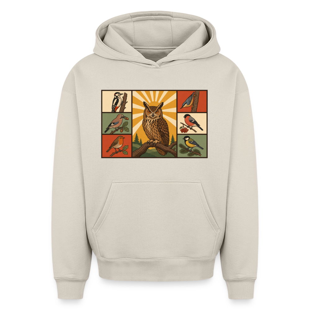 Wald Eule Oversized Heavyweight Hoodie - Beige