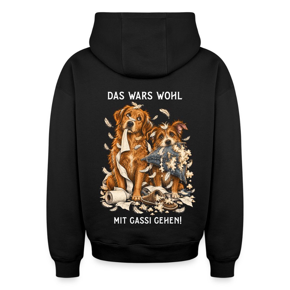 Hunde Hoodie in Schwarz – handgezeichnetes Hunde-Motiv auf der Rückseite | Geschenk für Hundeliebhaber von Pfotenart