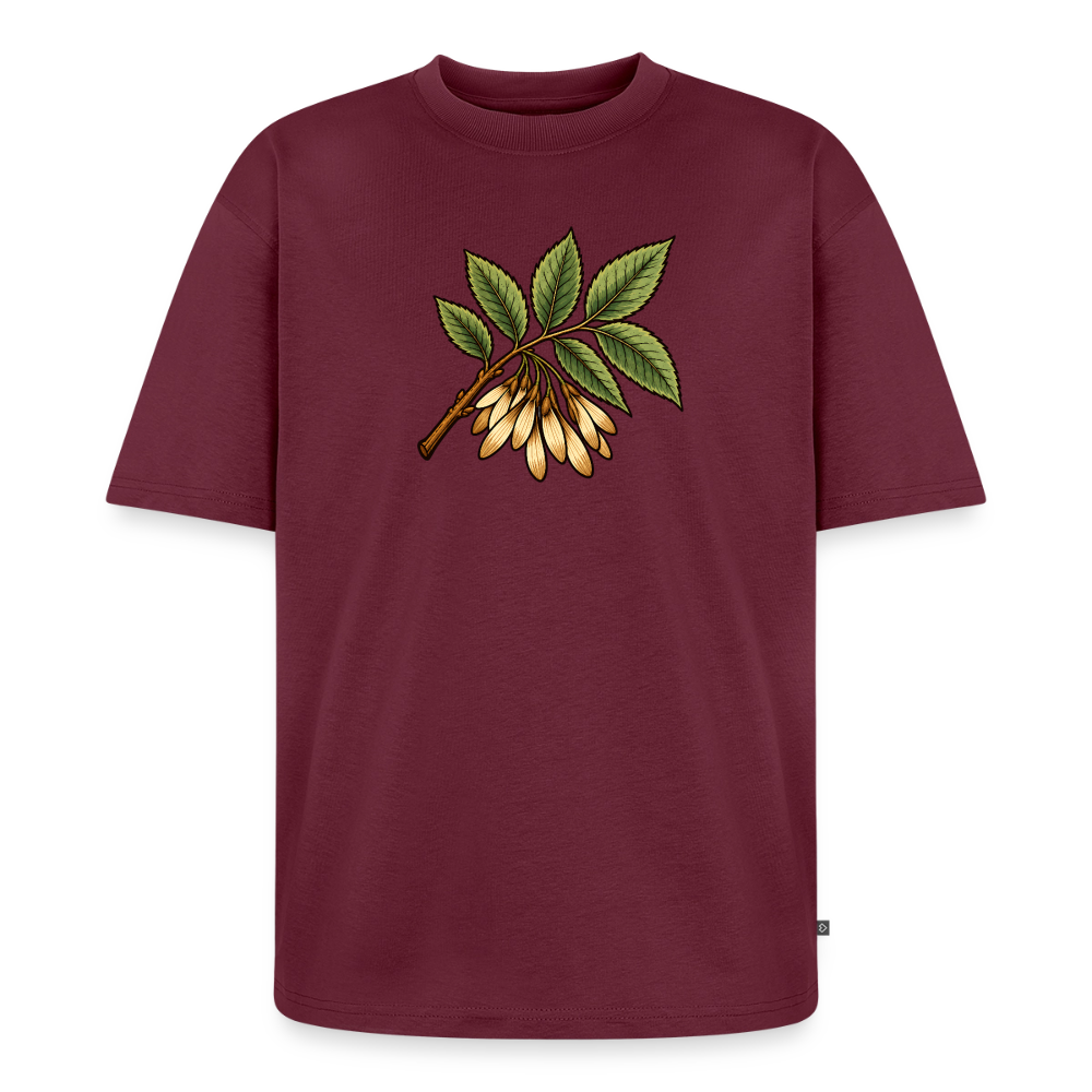 Echenblatt Premium Oversized Bio T-Shirt - Burgunderrot