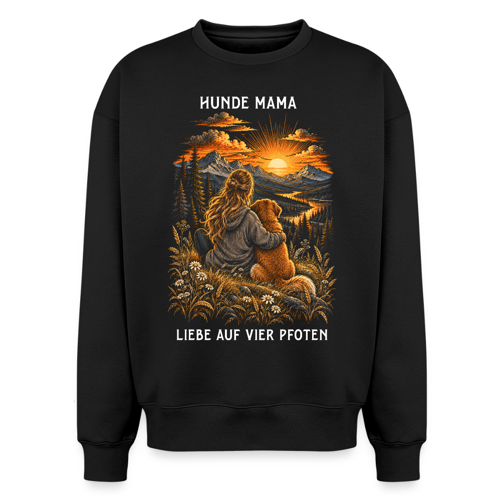 Hunde Mama Sweater in Schwarz – Spezial Edition „Liebe auf vier Pfoten“ auf der Rückseite | Geschenk für Hundeliebhaber von Pfotenart