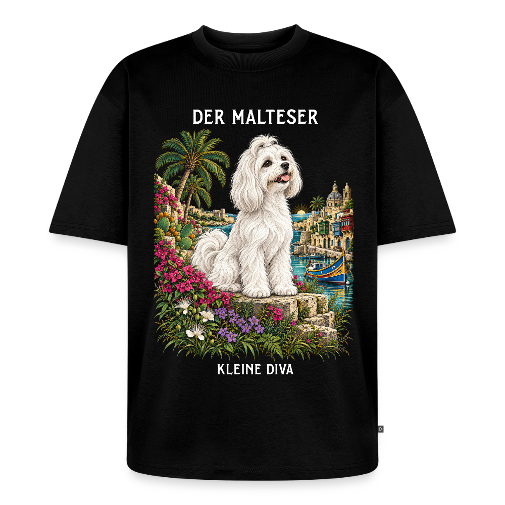 Malteser T-Shirt in Schwarz – handgezeichnetes Malteser-Motiv | Geschenk für Hundeliebhaber von Pfotenart