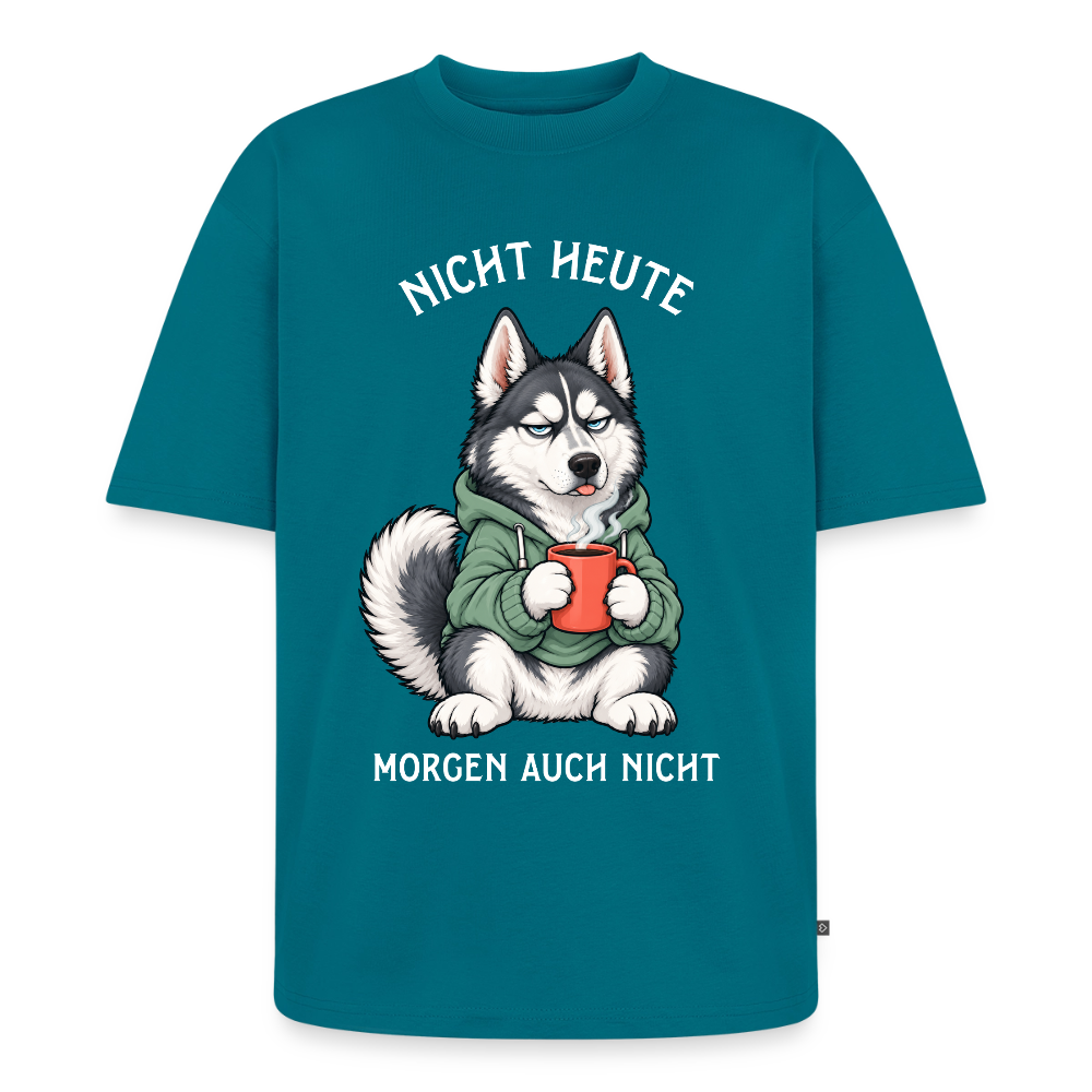 Husky T-Shirt in Petrol – lustiger Cartoon-Hund mit Spruch „Nicht heute“ | Geschenk für Hundeliebhaber von Pfotenart