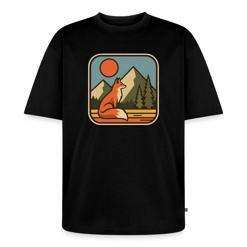 Waldwappen Fuchs Premium Oversized Bio T-Shirt - Schwarz