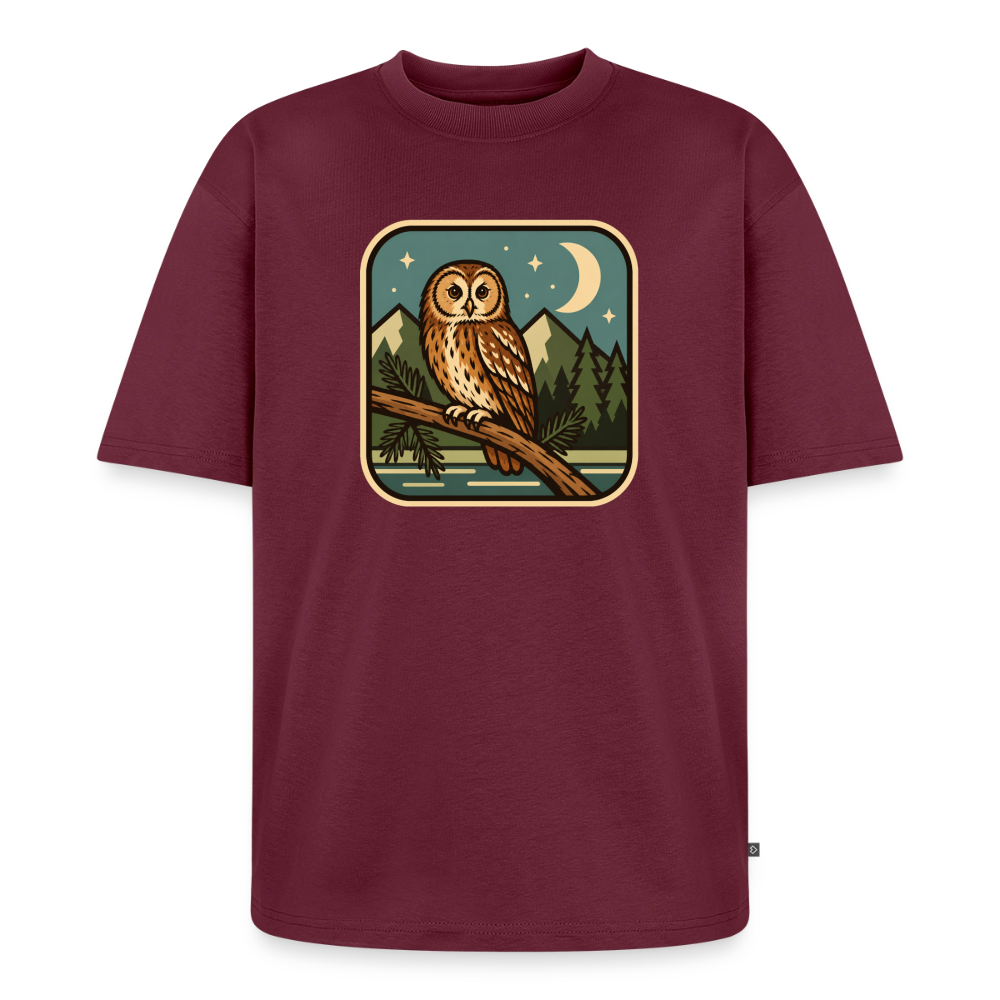 Waldwappen Eule Premium Oversized Bio T-Shirt - Burgunderrot