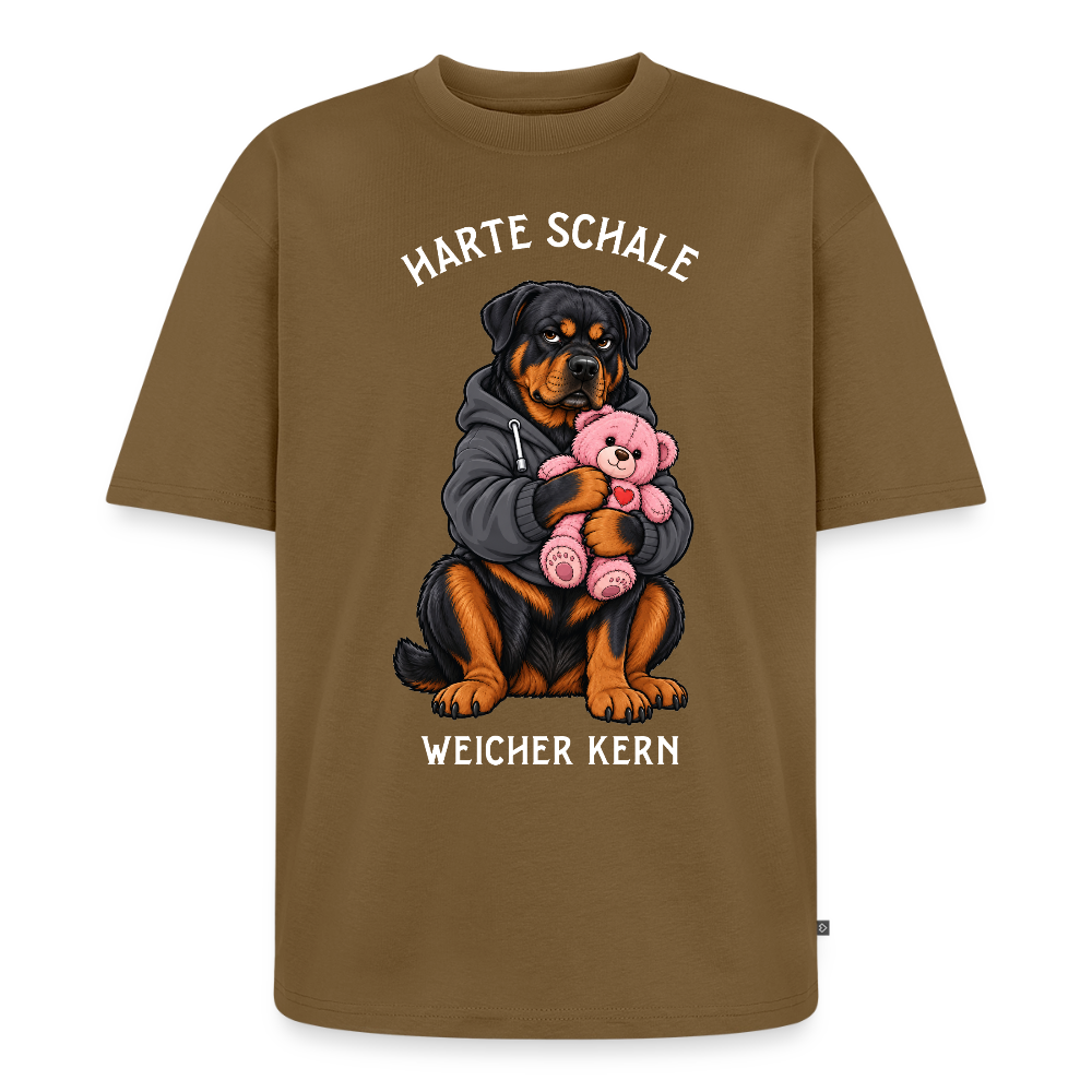 Rottweiler T-Shirt in Nussbraun – lustiger Cartoon-Hund mit Spruch „Harte Schale“ | Geschenk für Hundeliebhaber von Pfotenart