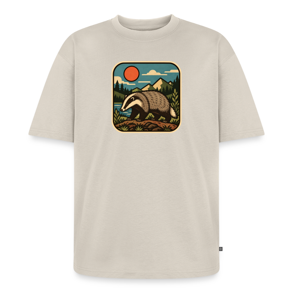 Waldwappen Dachs Premium Oversized Bio T-Shirt - Beige
