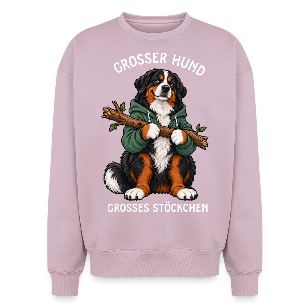 Berner Sennenhund Sweater in Altrosa – lustiger Cartoon-Hund mit Spruch „Grosser Hund“ auf der Rückseite | Geschenk für Hundeliebhaber von Pfotenart