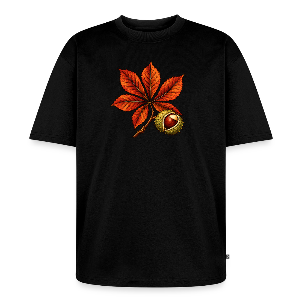 Rosskastanie Premium Oversized Bio T-Shirt - Schwarz
