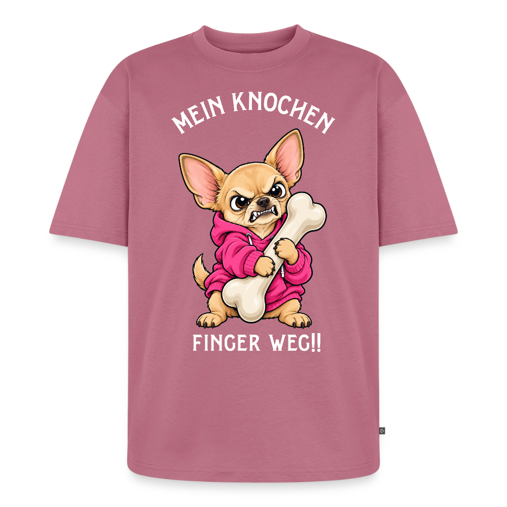 Chihuahua T-Shirt in Mauve – lustiger Cartoon-Hund mit Spruch „Mein Knochen“ | Geschenk für Hundeliebhaber von Pfotenart
