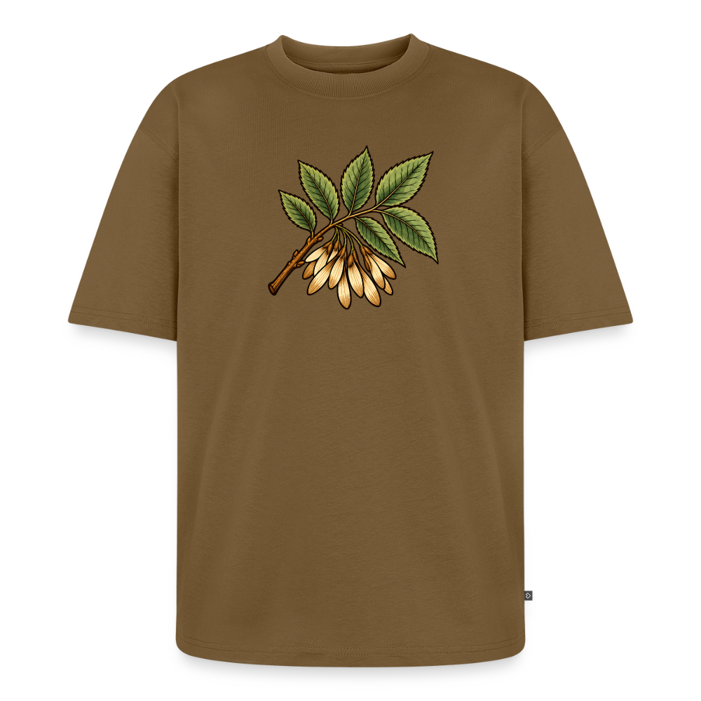 Echenblatt Premium Oversized Bio T-Shirt - Nussbraun