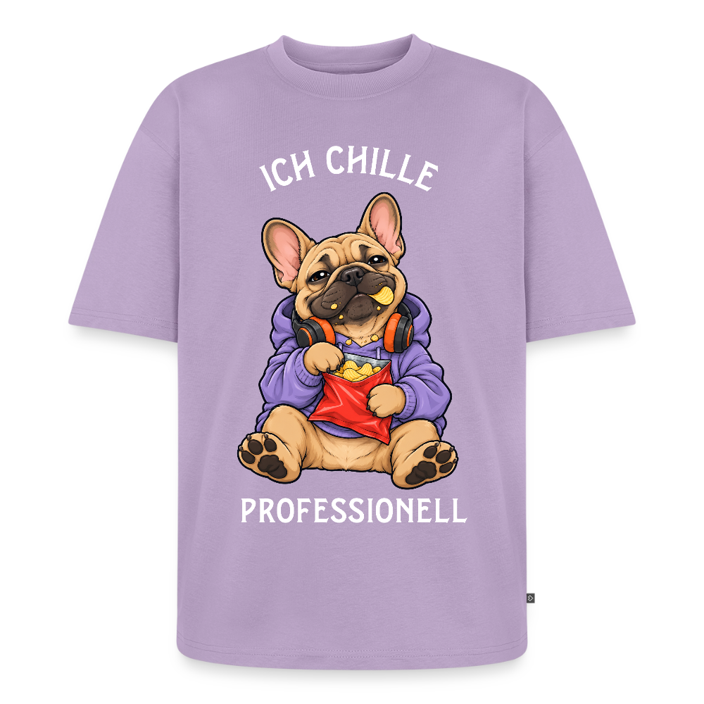 Französische Bulldogge T-Shirt in Lavendel – lustiger Cartoon-Hund mit Spruch „Ich Chille“ | Geschenk für Hundeliebhaber von Pfotenart