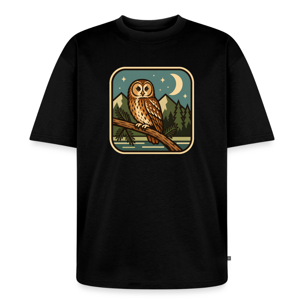 Waldwappen Eule Premium Oversized Bio T-Shirt - Schwarz