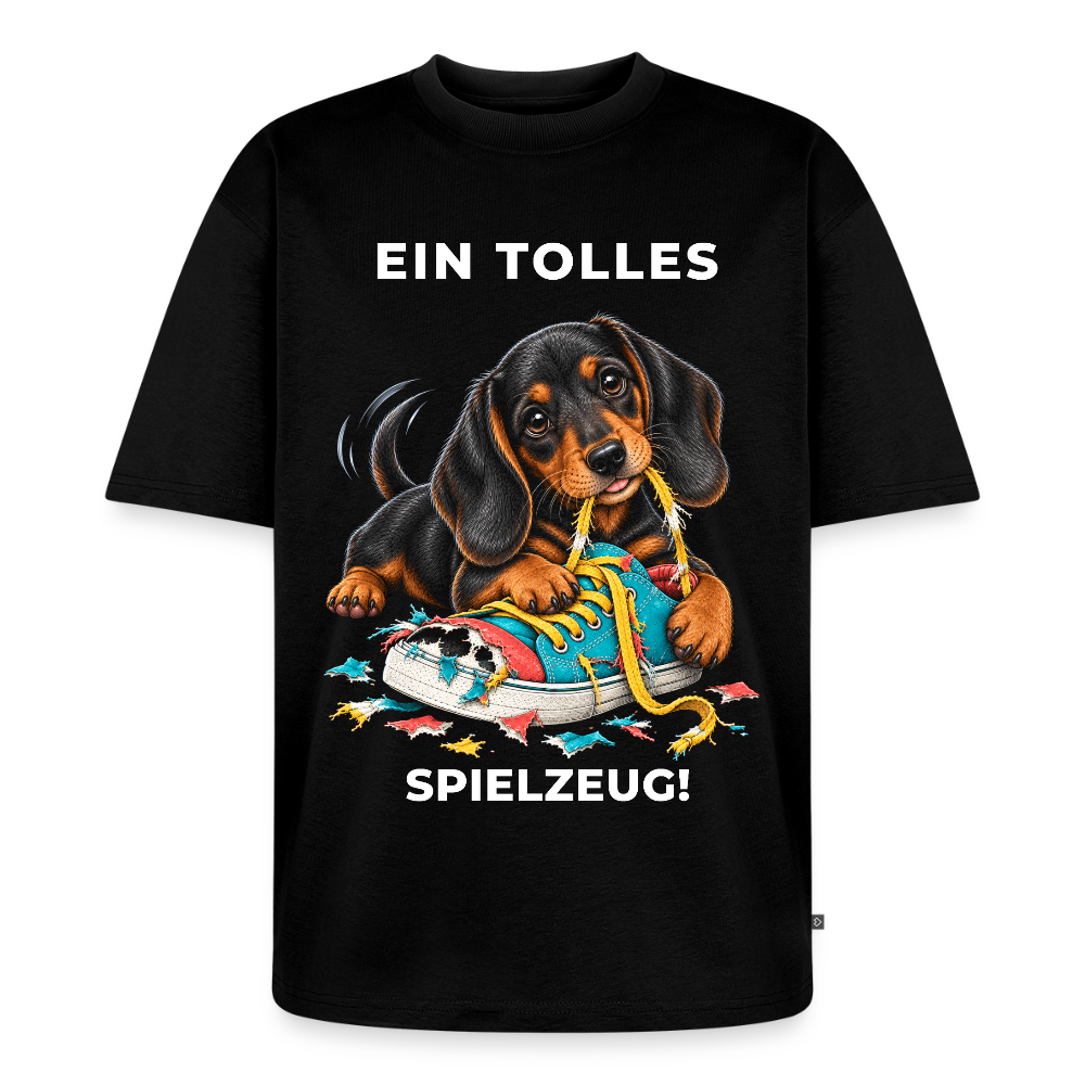 Dackel T-Shirt in Schwarz – Spezial Edition „Ein tolles Spielzeug“ | Geschenk für Hundeliebhaber von Pfotenart