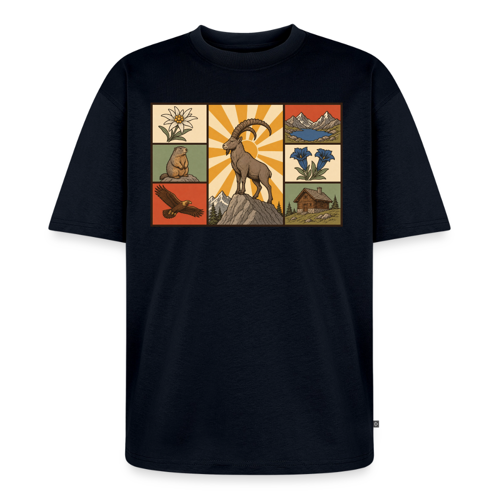 Alpen Tiere Premium Oversized Bio T-Shirt - Navy