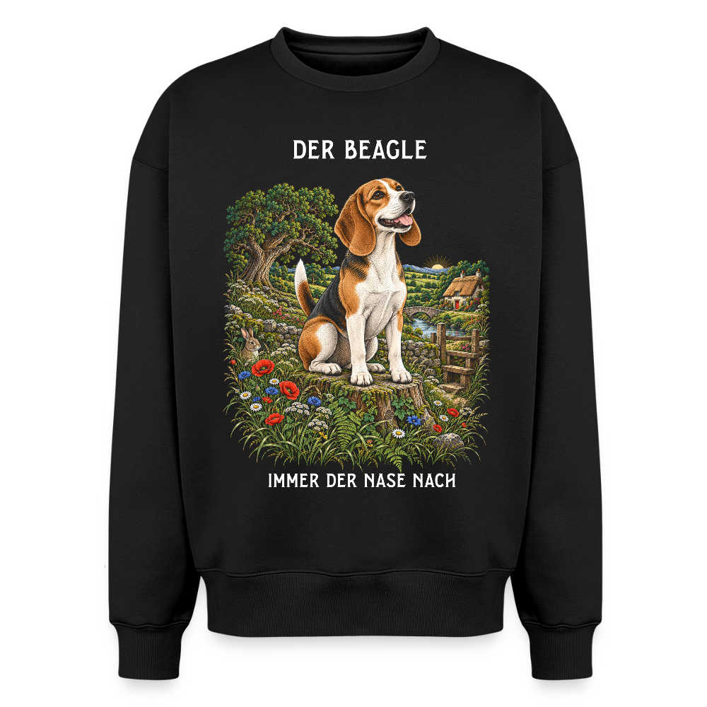 Beagle Sweater in Schwarz – handgezeichnetes Beagle-Motiv | Geschenk für Hundeliebhaber von Pfotenart