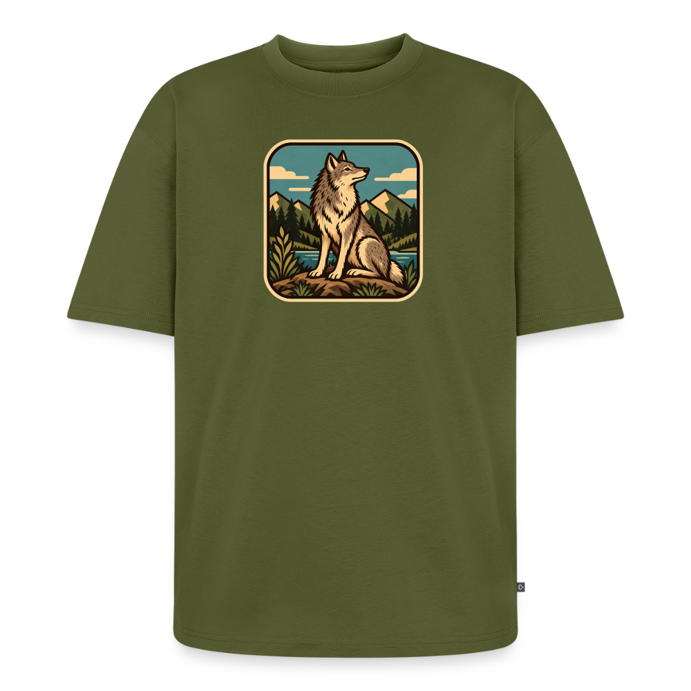 Waldwappen Wolf  Premium Oversized Bio T-Shirt - Khaki