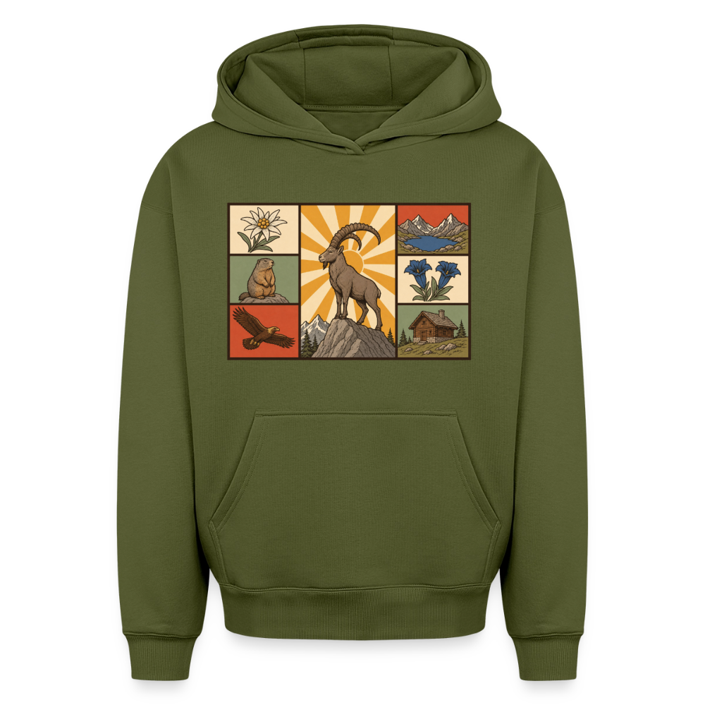 Berg Tiere Oversized Heavyweight Hoodie - Khaki