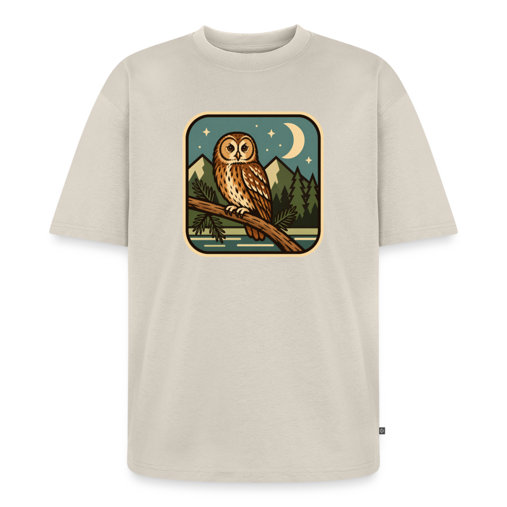 Waldwappen Eule Premium Oversized Bio T-Shirt - Beige