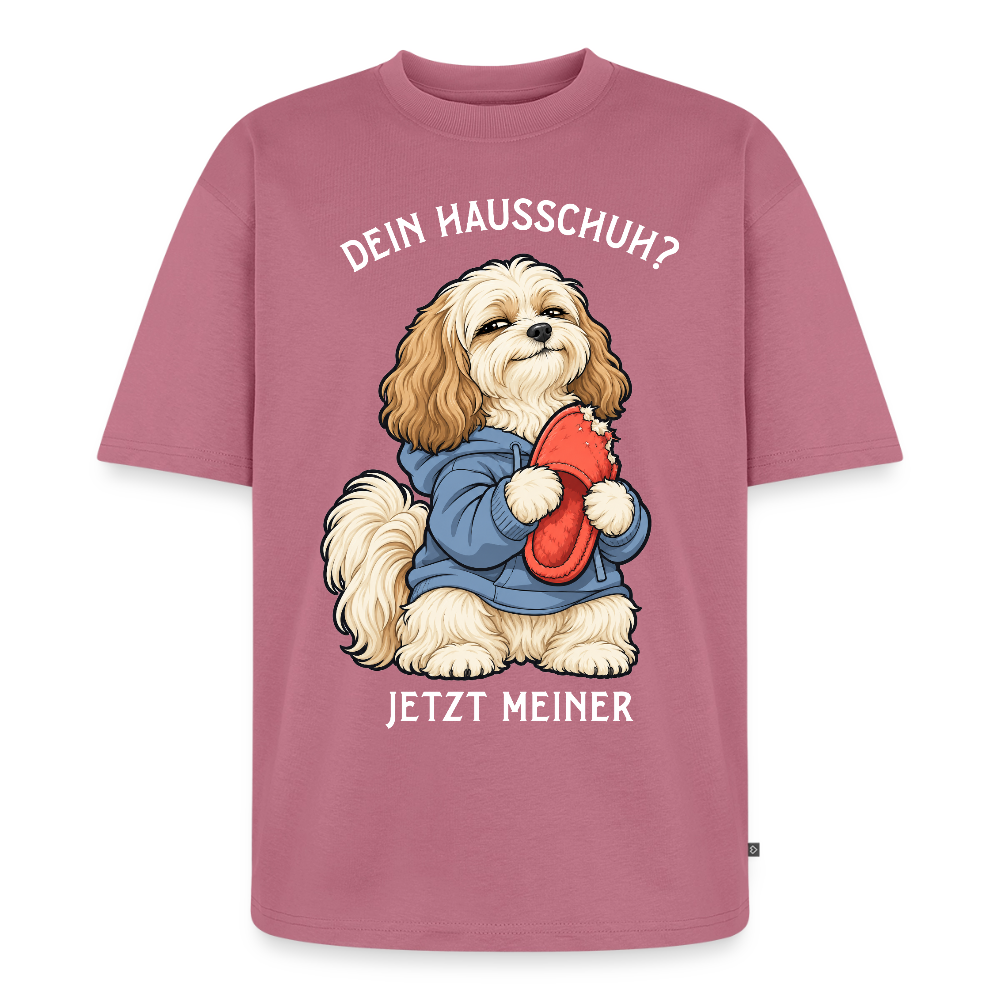 Havaneser T-Shirt in Mauve – lustiger Cartoon-Hund mit Spruch „Dein Hausschuh?“ | Geschenk für Hundeliebhaber von Pfotenart