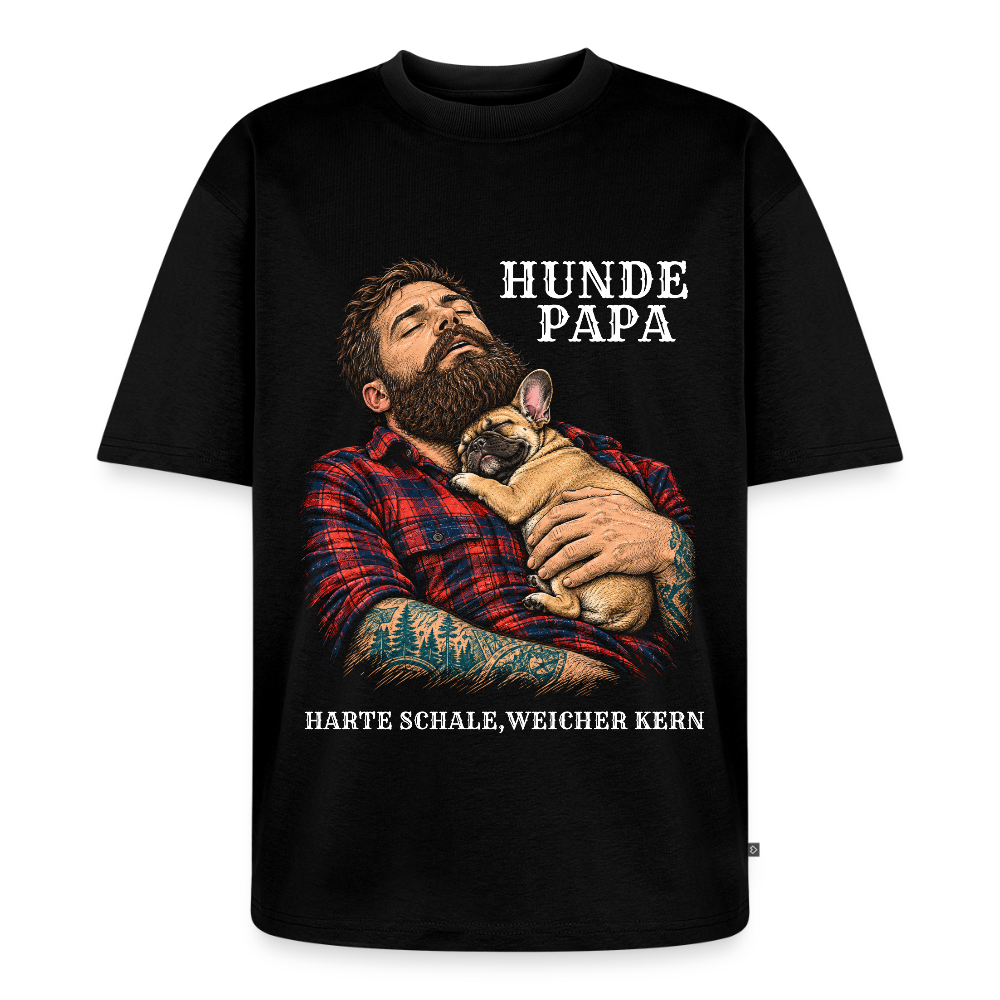 Französische Bulldogge T-Shirt in Schwarz – Spezial Edition „Hunde Papa“ | Geschenk für Hundeliebhaber von Pfotenart