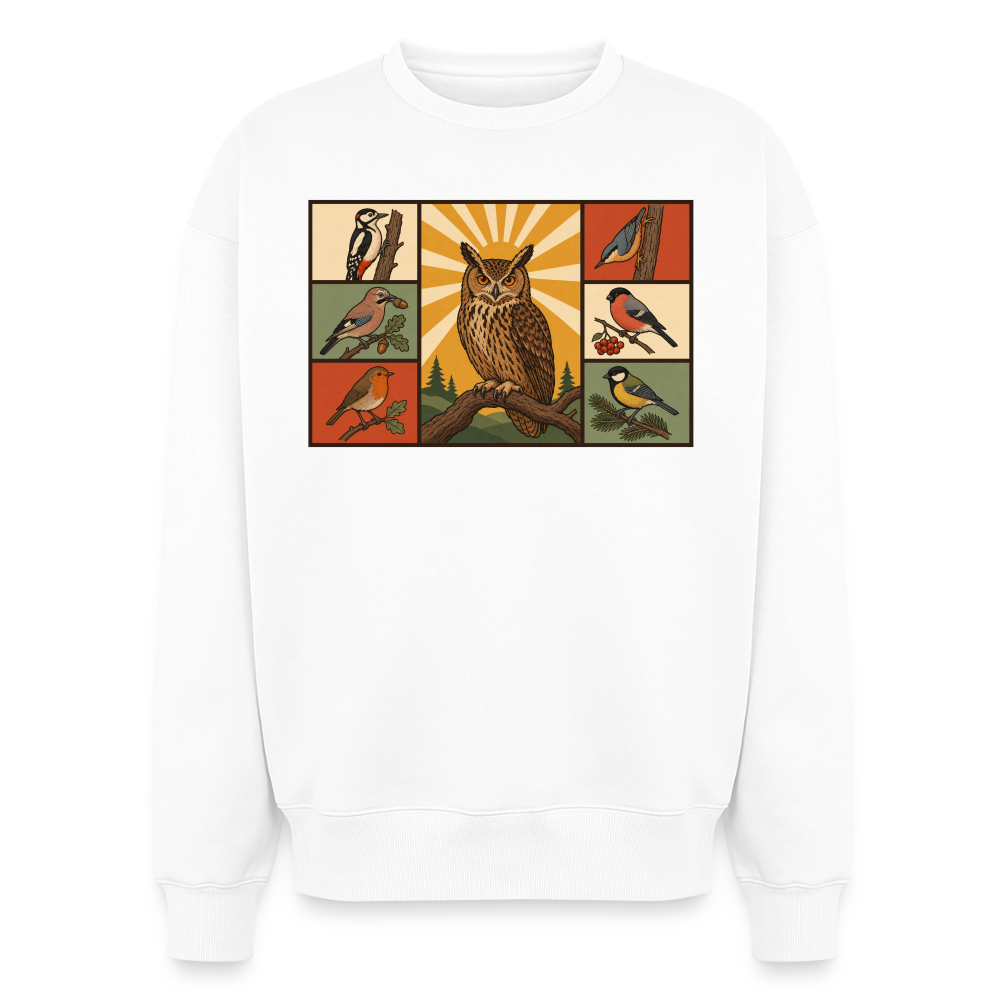 Wald Eule Oversized Heavyweight Sweater - Weiß