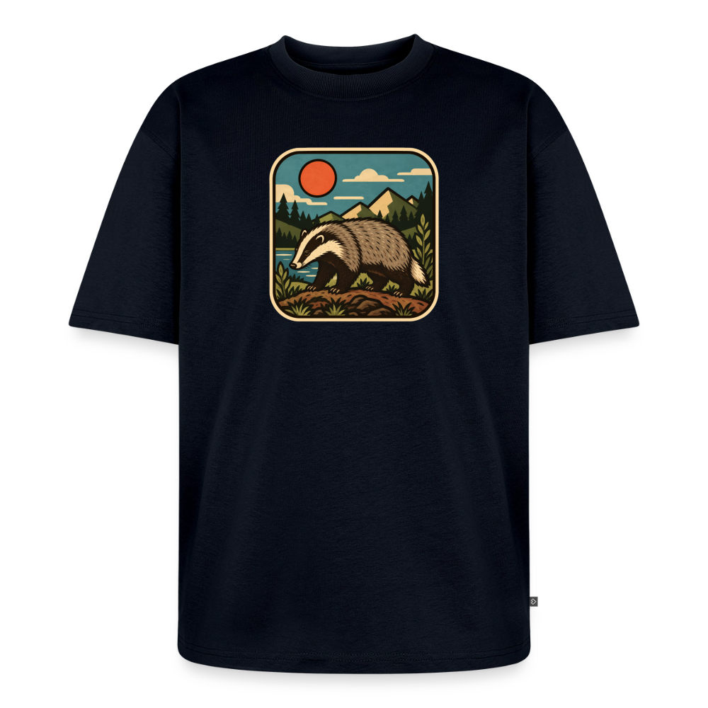 Waldwappen Dachs Premium Oversized Bio T-Shirt - Navy