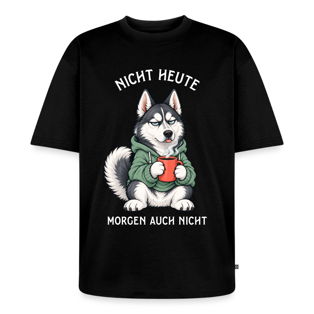 Husky T-Shirt in Schwarz – lustiger Cartoon-Hund mit Spruch „Nicht heute“ | Geschenk für Hundeliebhaber von Pfotenart