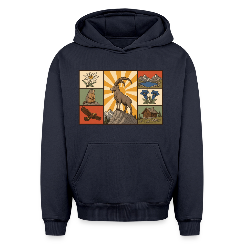 Berg Tiere Oversized Heavyweight Hoodie - Navy