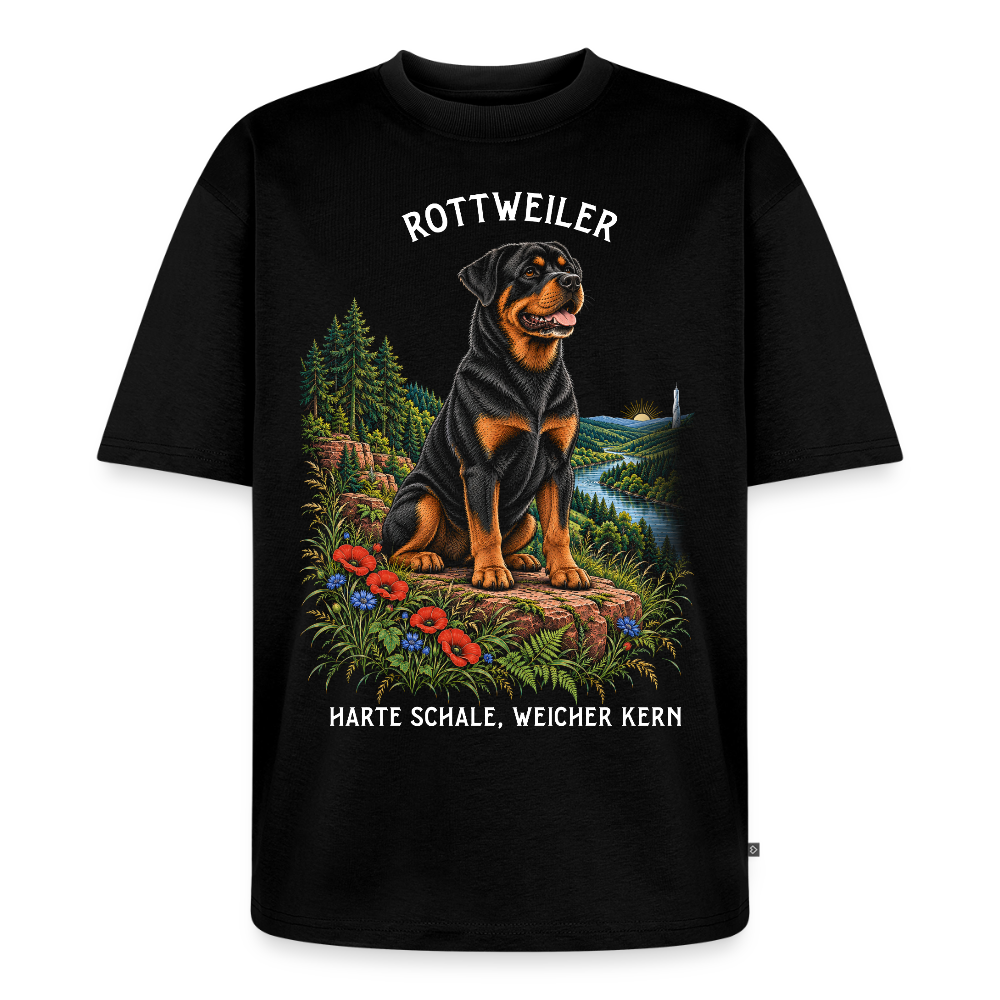Rottweiler T-Shirt in Schwarz – handgezeichnetes Rottweiler-Motiv | Geschenk für Hundeliebhaber von Pfotenart