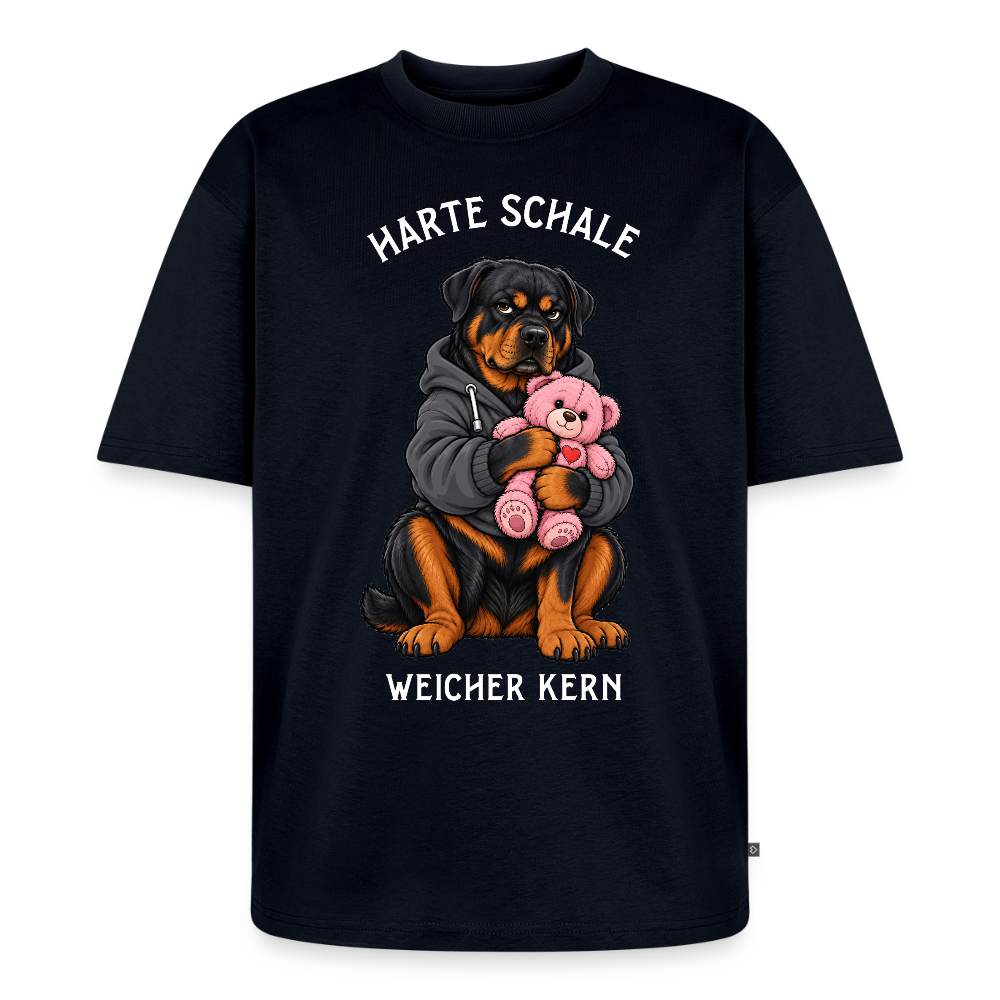 Rottweiler T-Shirt in Navy – lustiger Cartoon-Hund mit Spruch „Harte Schale“ | Geschenk für Hundeliebhaber von Pfotenart