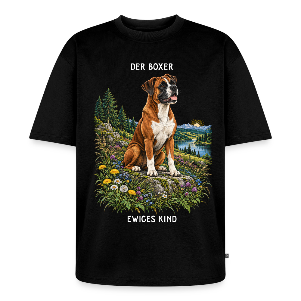Boxer T-Shirt in Schwarz – handgezeichnetes Boxer-Motiv | Geschenk für Hundeliebhaber von Pfotenart