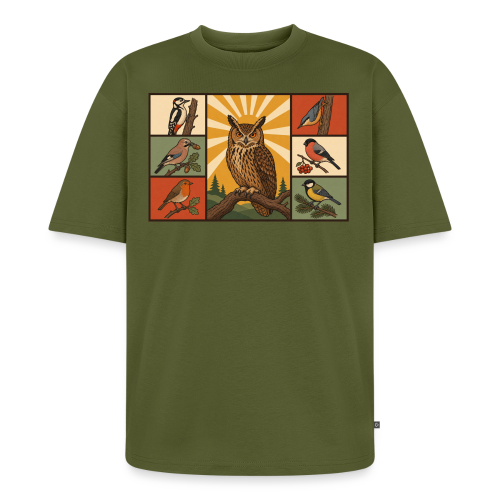 Vögel der Natur Premium Oversized Bio T-Shirt - Khaki