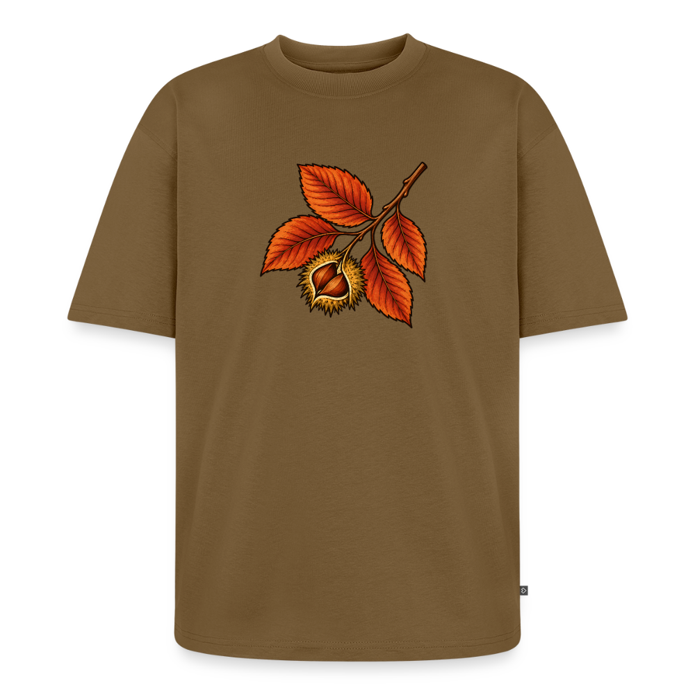 Buchenzweig Premium Oversized Bio T-Shirt - Nussbraun