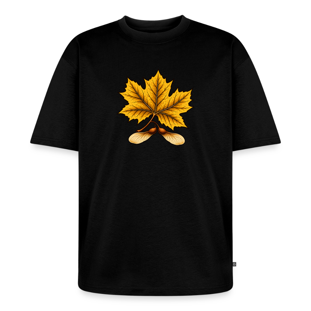 Ahornblatt Premium Oversized Bio T-Shirt - Schwarz