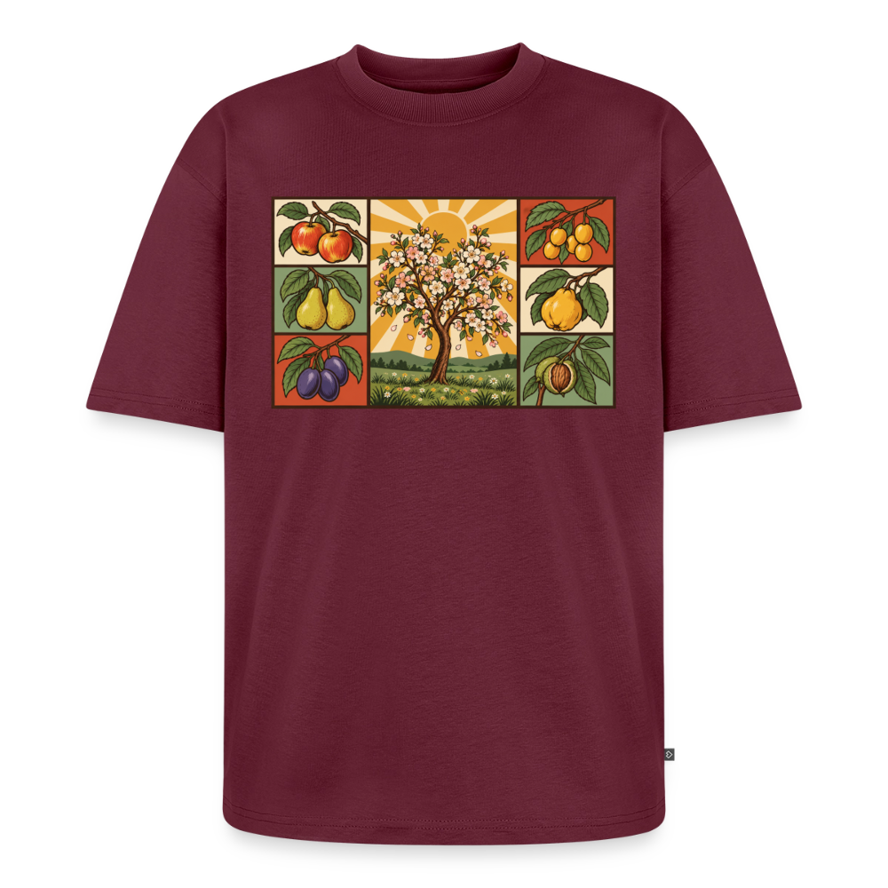 Obstbäume der Natur Premium Oversized Bio T-Shirt - Burgunderrot