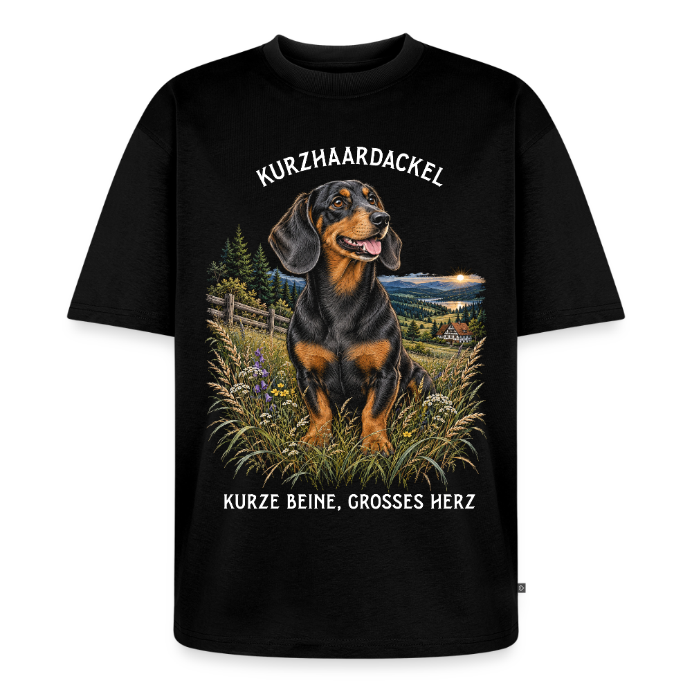 Kurzhaardackel T-Shirt in Schwarz – handgezeichnetes Kurzhaardackel-Motiv | Geschenk für Hundeliebhaber von Pfotenart