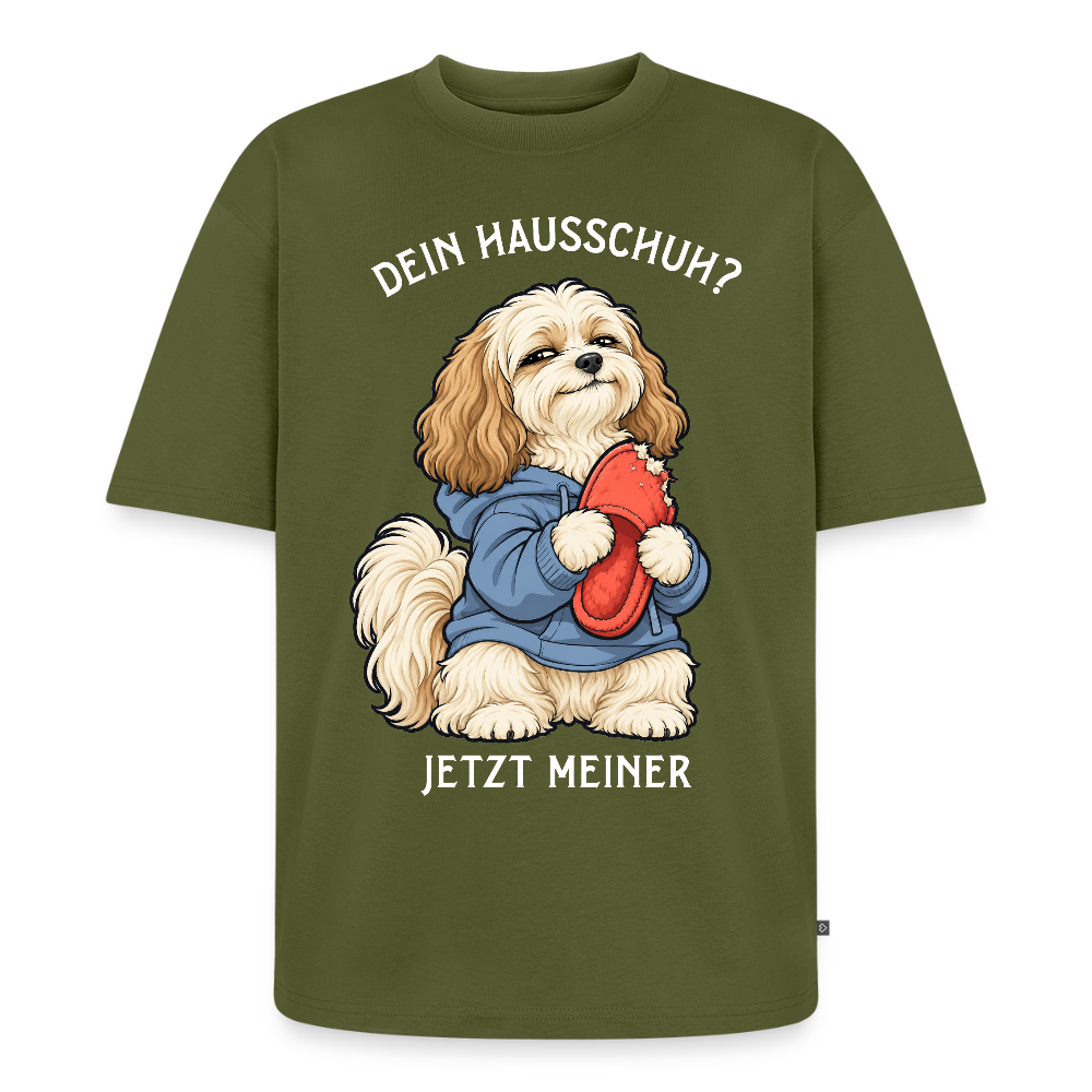 Havaneser T-Shirt in Khaki – lustiger Cartoon-Hund mit Spruch „Dein Hausschuh?“ | Geschenk für Hundeliebhaber von Pfotenart