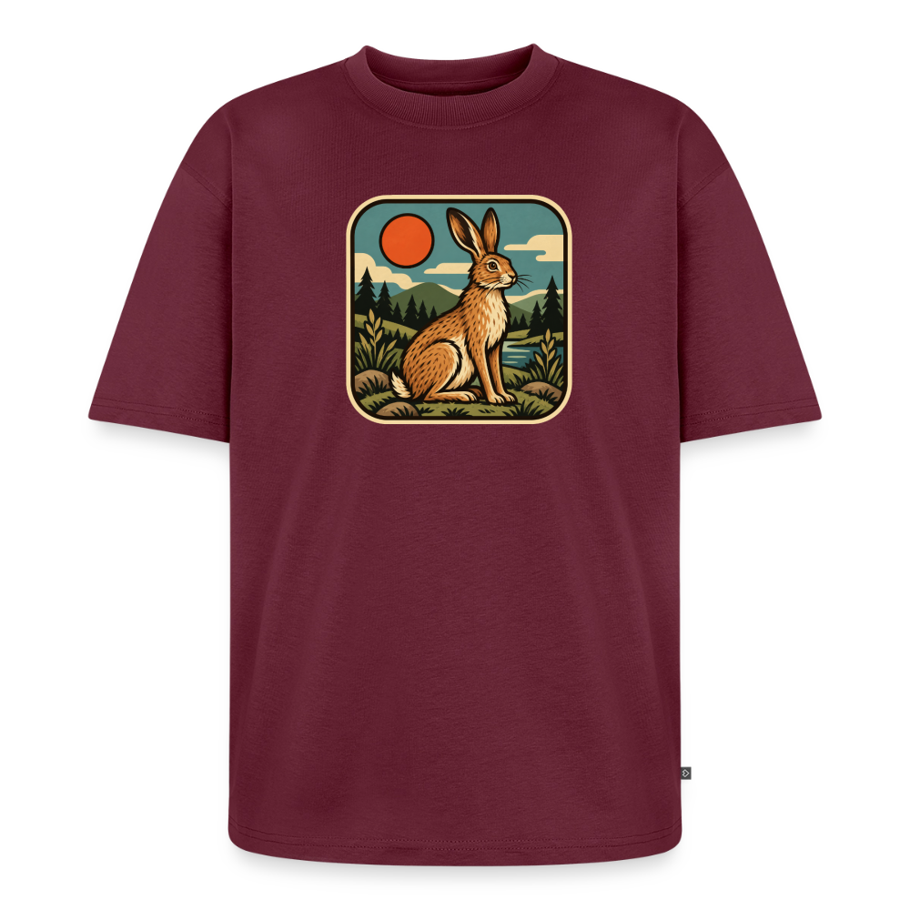 Waldwappen Hase Premium Oversized Bio T-Shirt - Burgunderrot