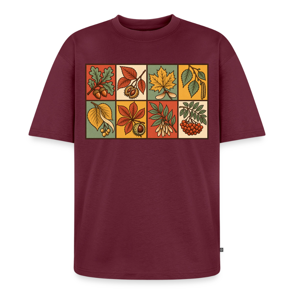 Baumarten der  Natur Premium Oversized Bio T-Shirt - Burgunderrot