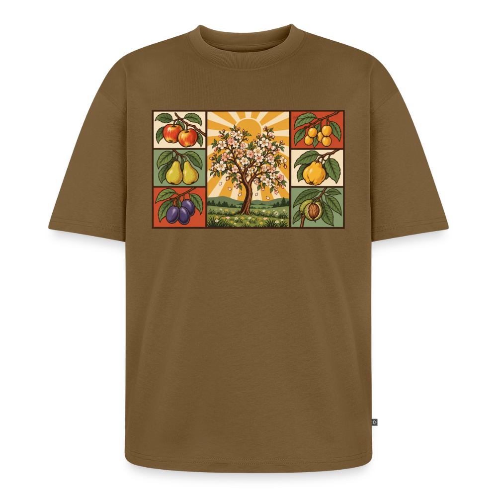Obstbäume der Natur Premium Oversized Bio T-Shirt - Nussbraun