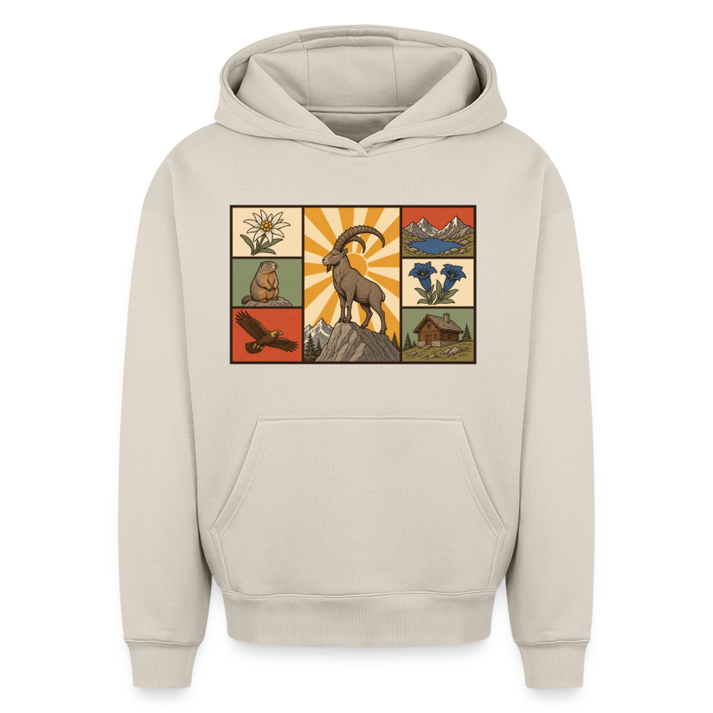Berg Tiere Oversized Heavyweight Hoodie - Beige