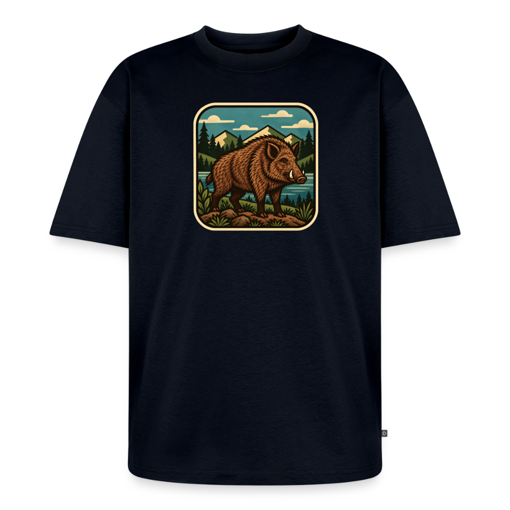 Waldwappen Wildschwein  Premium Oversized Bio T-Shirt - Navy